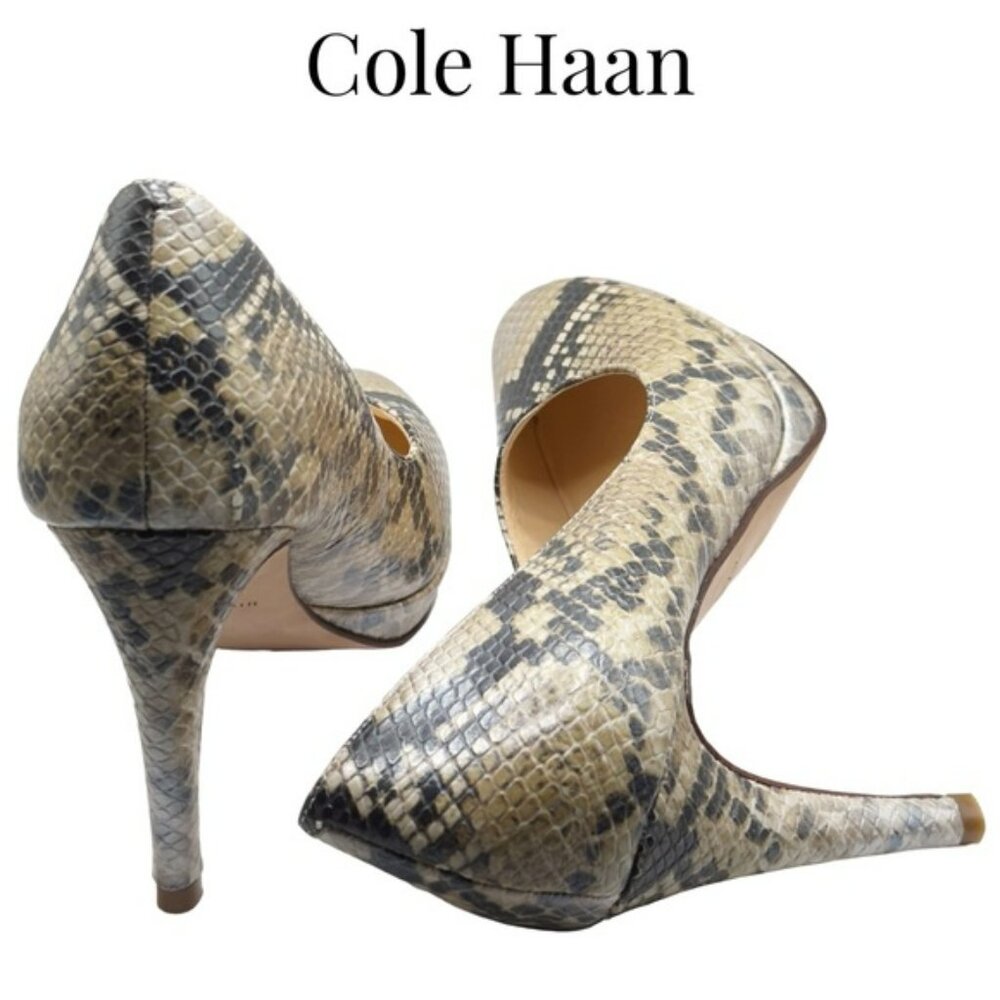 Cole Haan • Chelsea Platform Heels • Python • 7 US • EUC • Dust Bag + Heel Tips